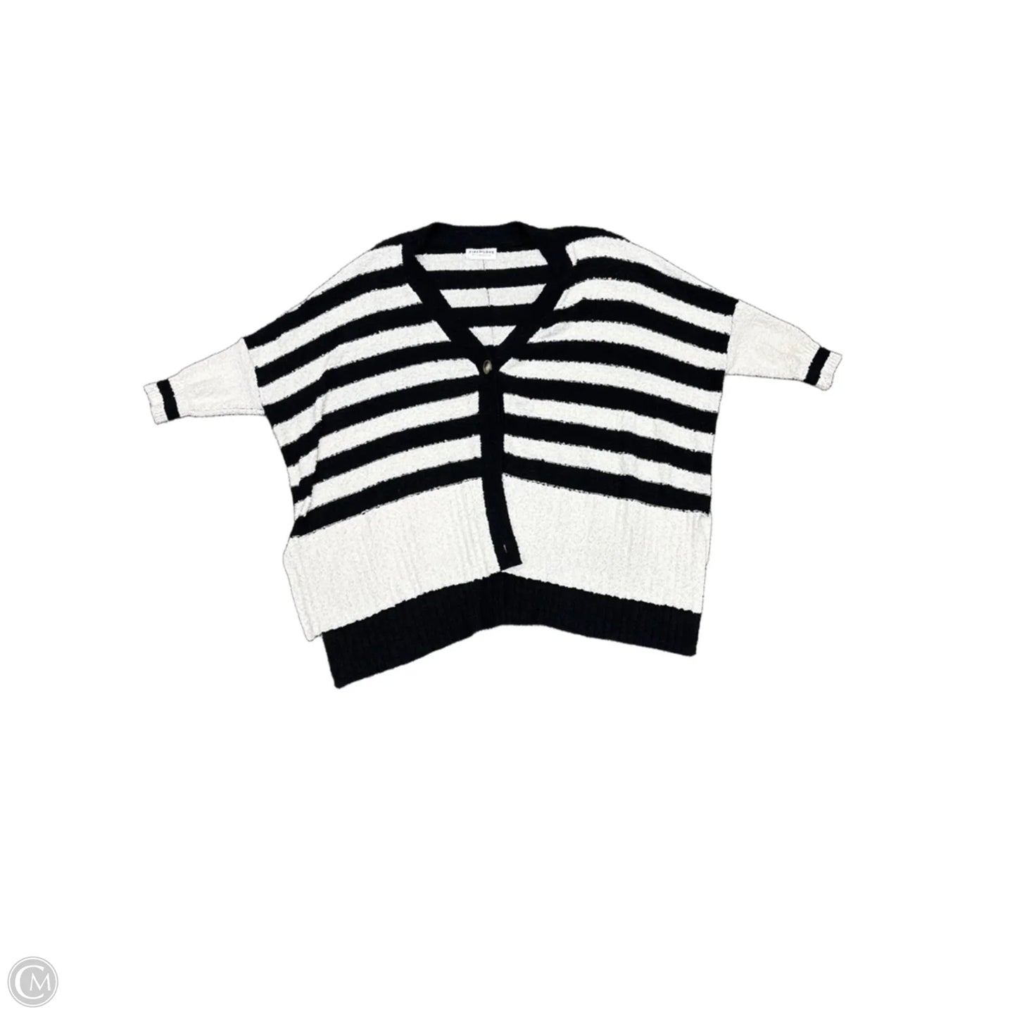 Sweater Cardigan By First Love In Black & White, Size: Xl