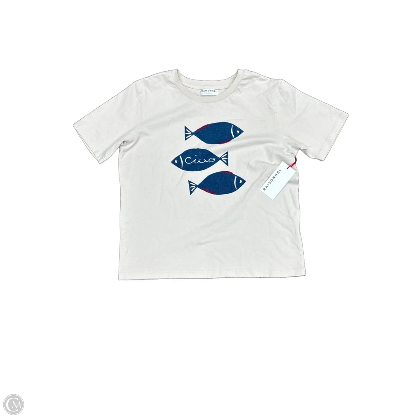 Top Short Sleeve By Clothes Mentor In Cream, Size: L