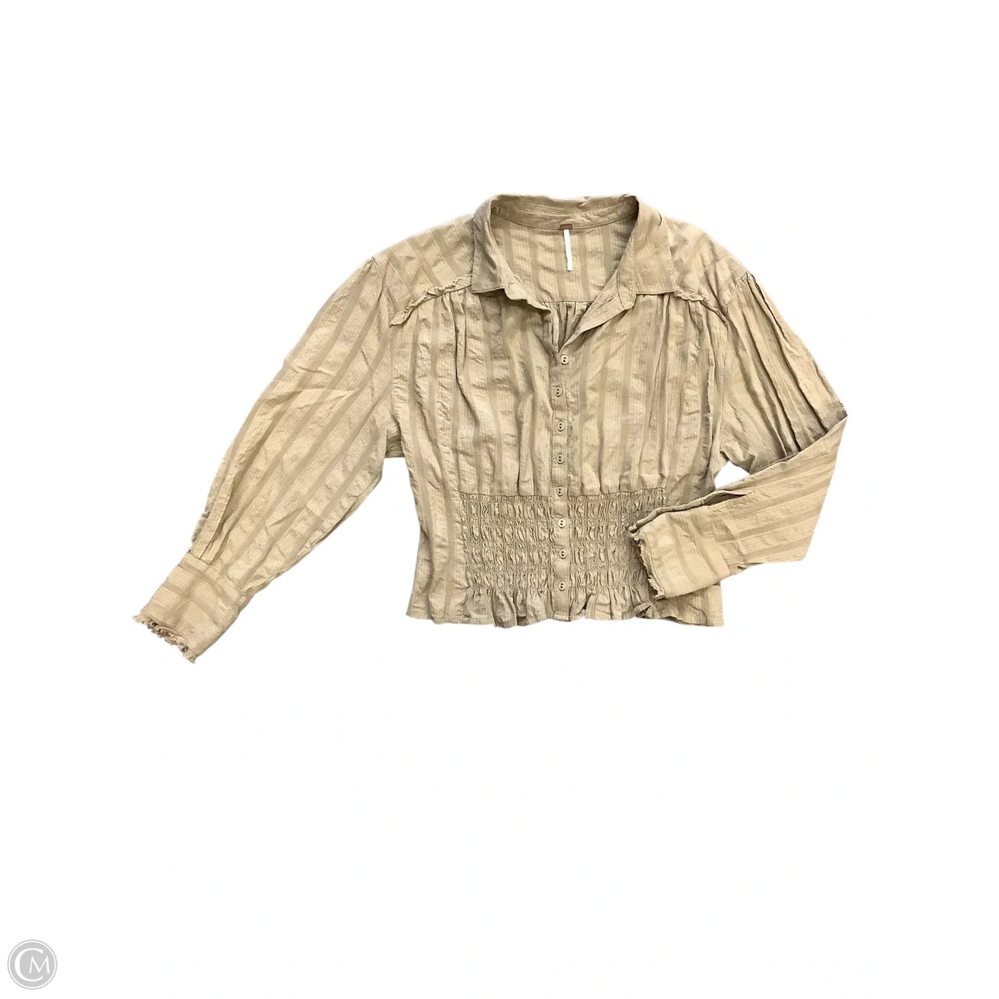 Blouse Long Sleeve By Free People In Tan, Size: L