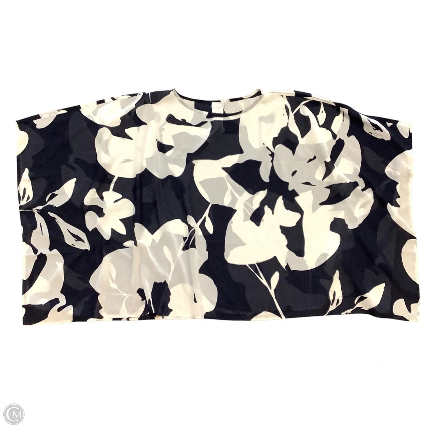 Top Short Sleeve By Chicos In Blue & White, Size: M