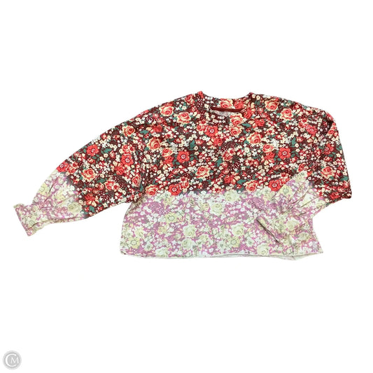 Athletic Top Long Sleeve Crewneck By Free People In Floral Print, Size: L