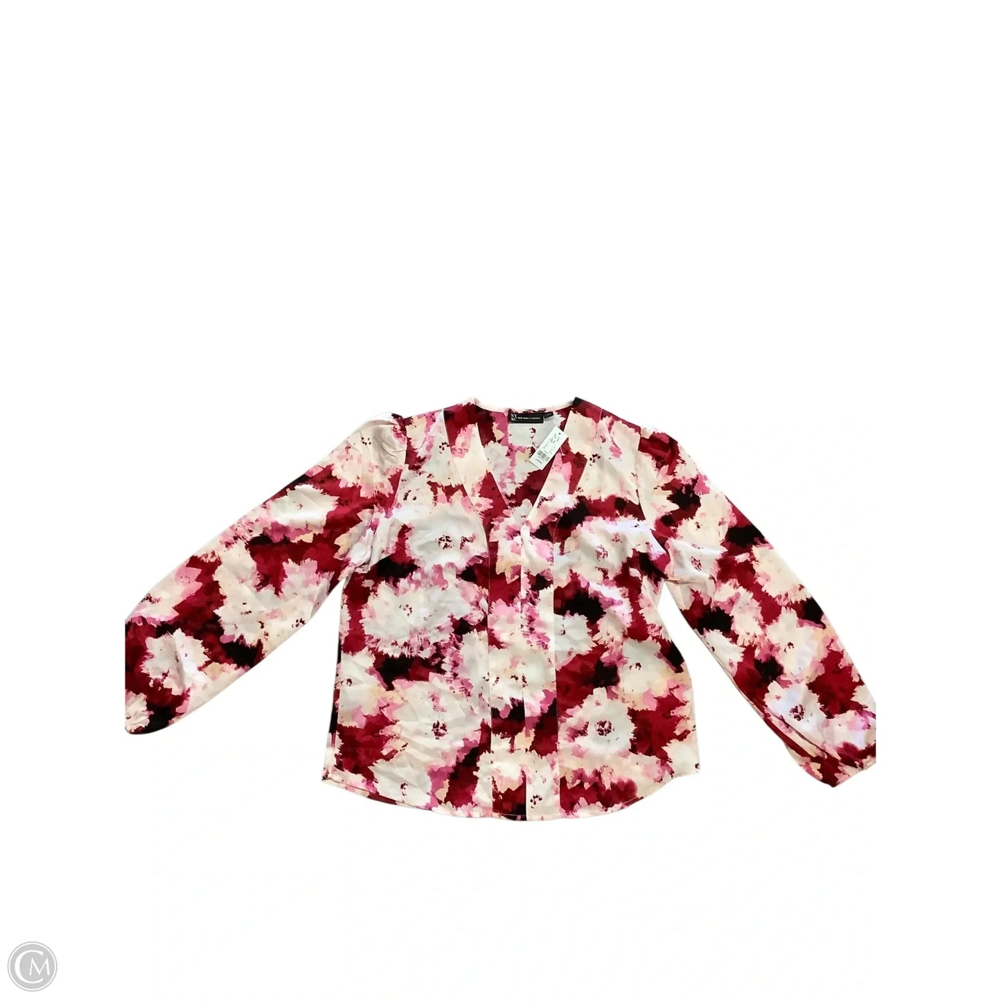 Blouse Long Sleeve By New York And Co In Pink & Red, Size: L