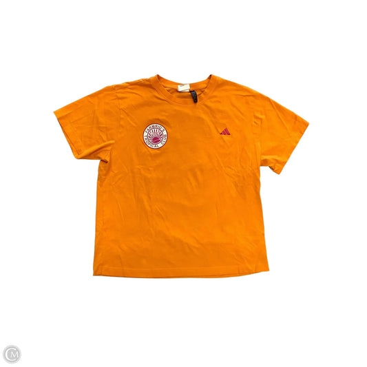 Athletic Top Short Sleeve By Adidas In Orange & Pink, Size: Xl