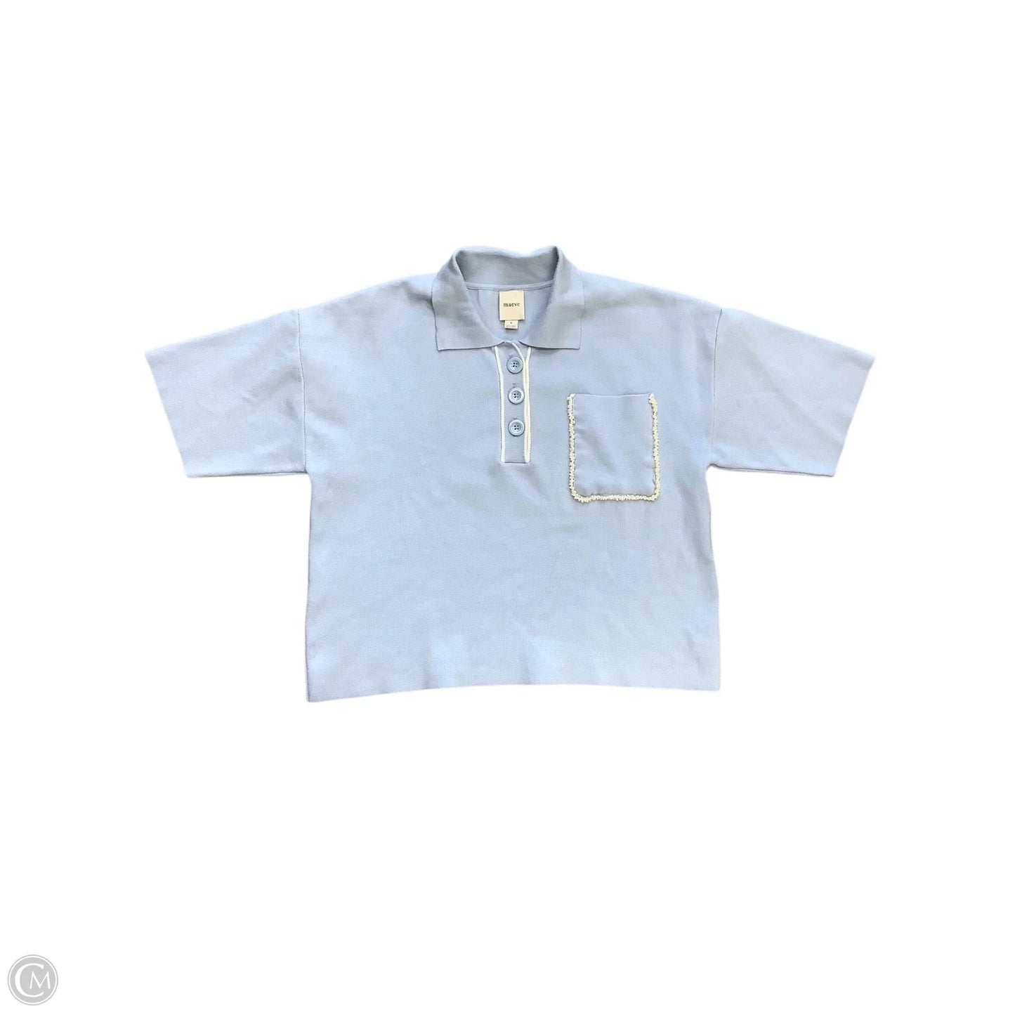 Sweater Short Sleeve By Maeve In Blue & White, Size: S