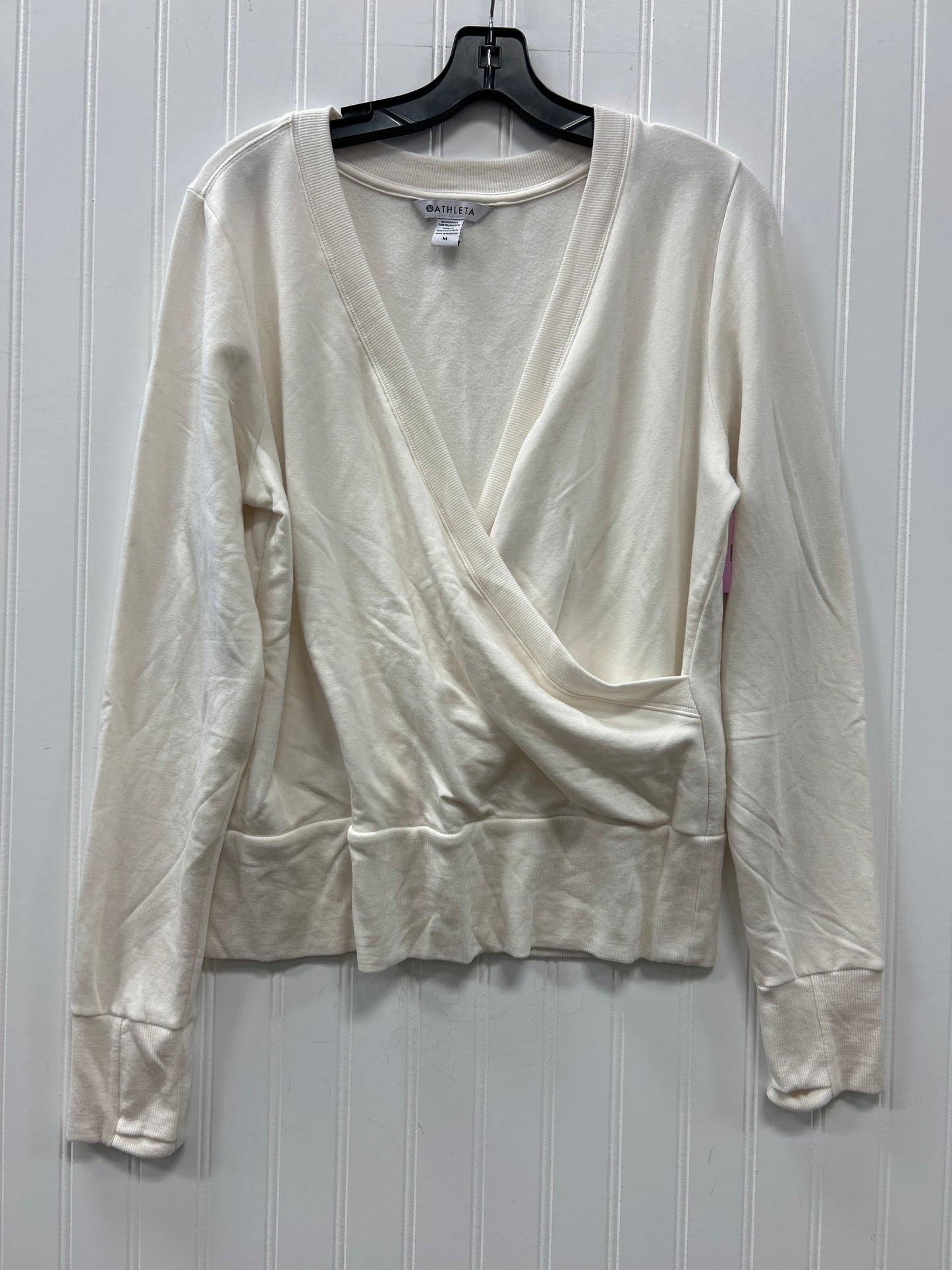 Athletic Top Ls Collar By Athleta In Cream, Size:M