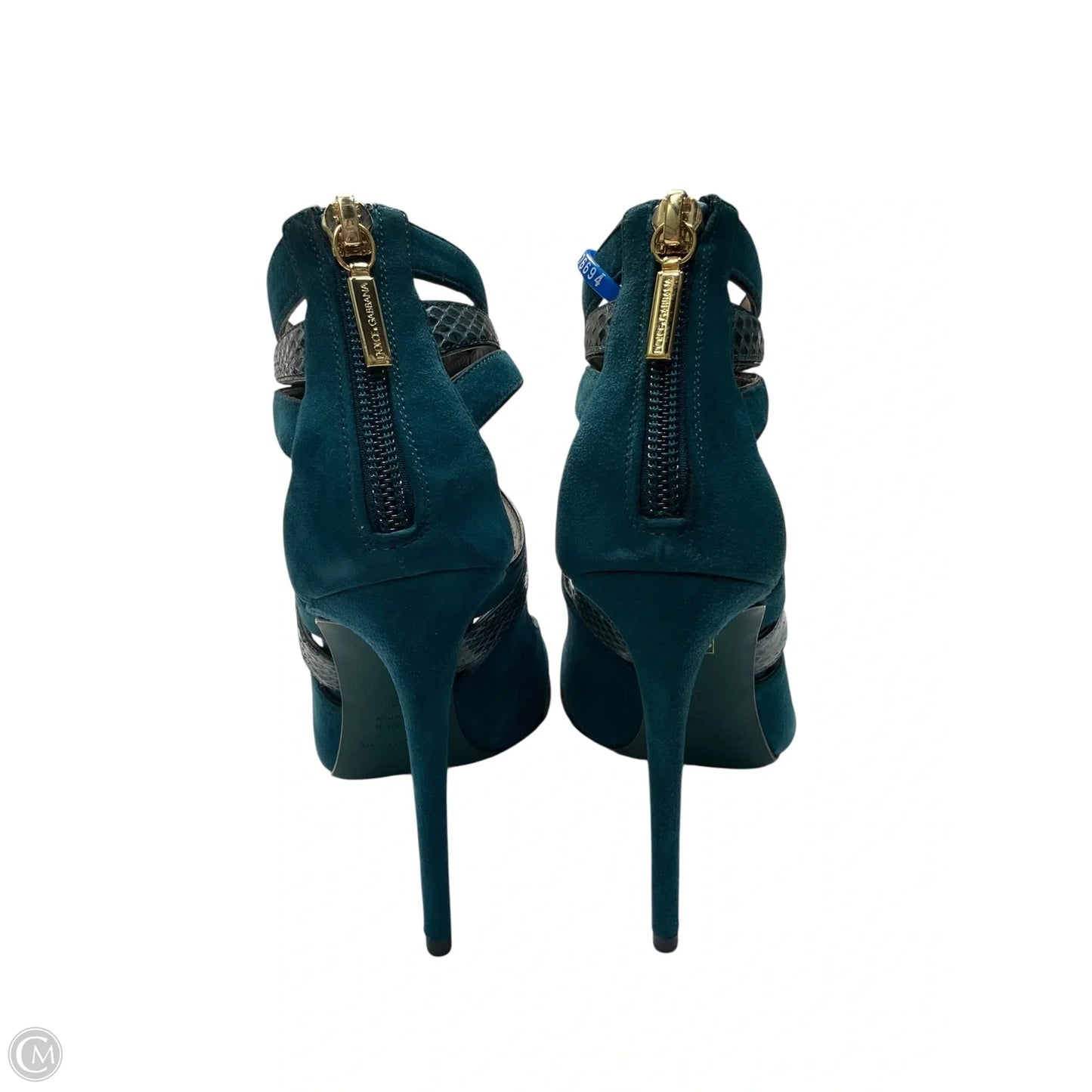Sandals Luxury Designer By Dolce And Gabbana In Teal, Size: 6