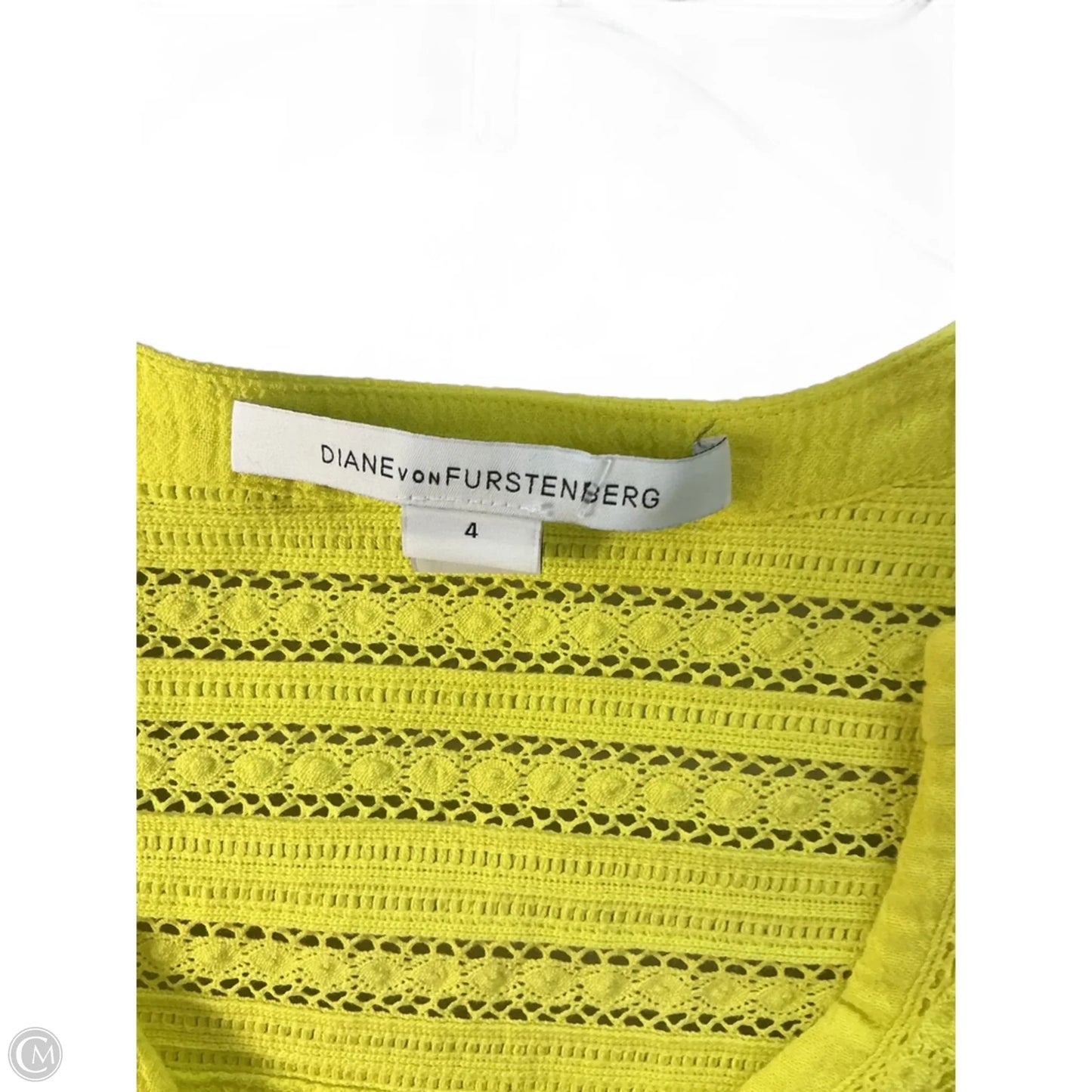 Top Long Sleeve Designer By Diane Von Furstenberg In Yellow, Size: 4