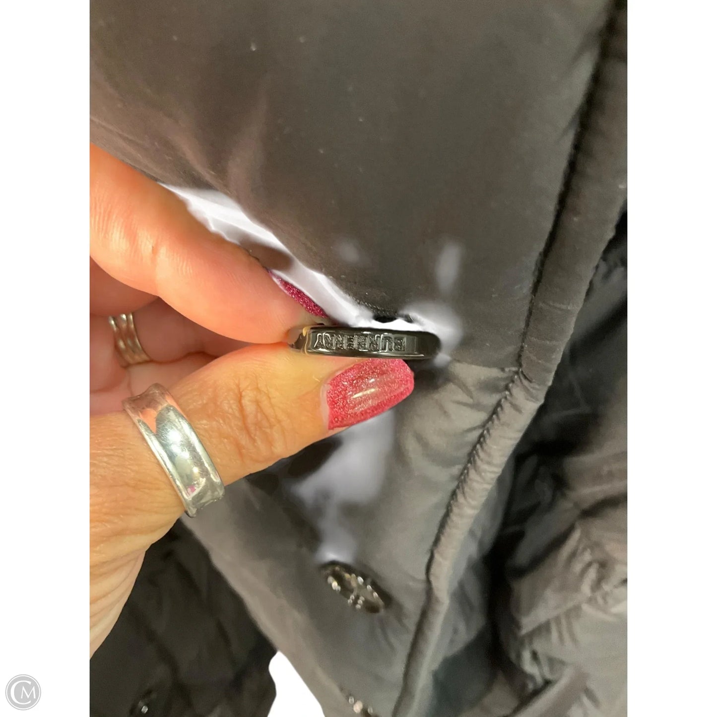 Coat Luxury Designer By Burberry In Black, Size: Xl