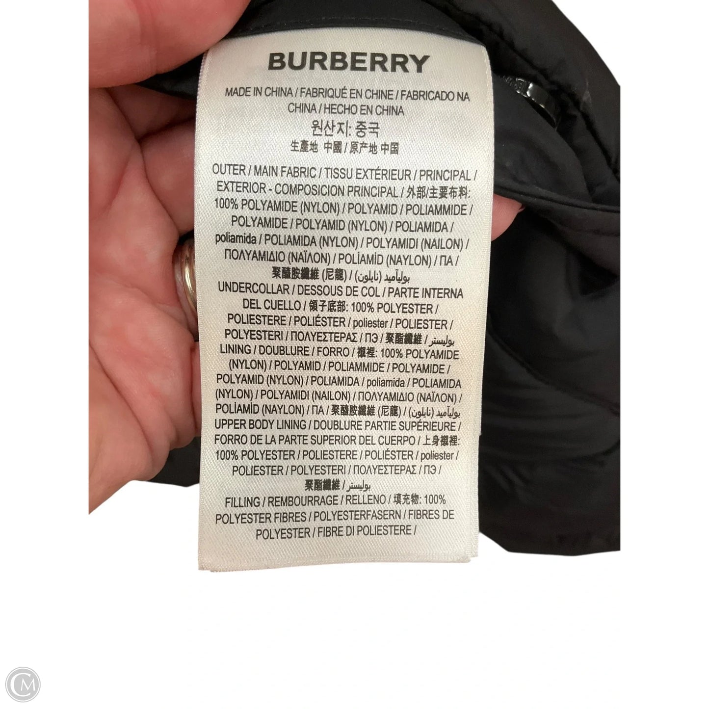 Coat Luxury Designer By Burberry In Black, Size: Xl