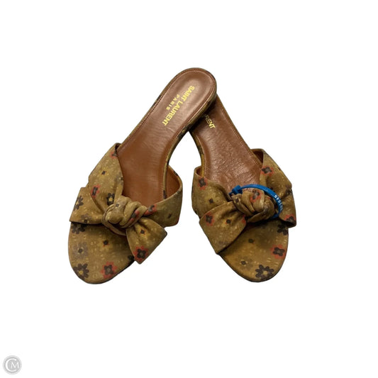 Sandals Luxury Designer By Yves Saint Laurent In Tan & Yellow, Size: 8