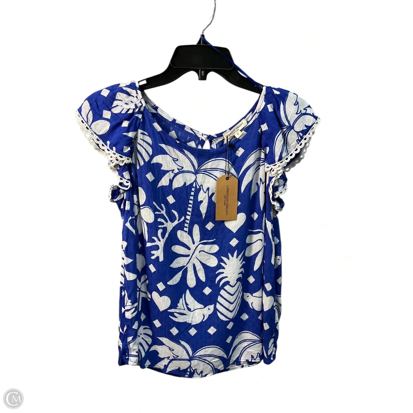 Top Sleeveless By Christian Siriano In Blue & White, Size: S