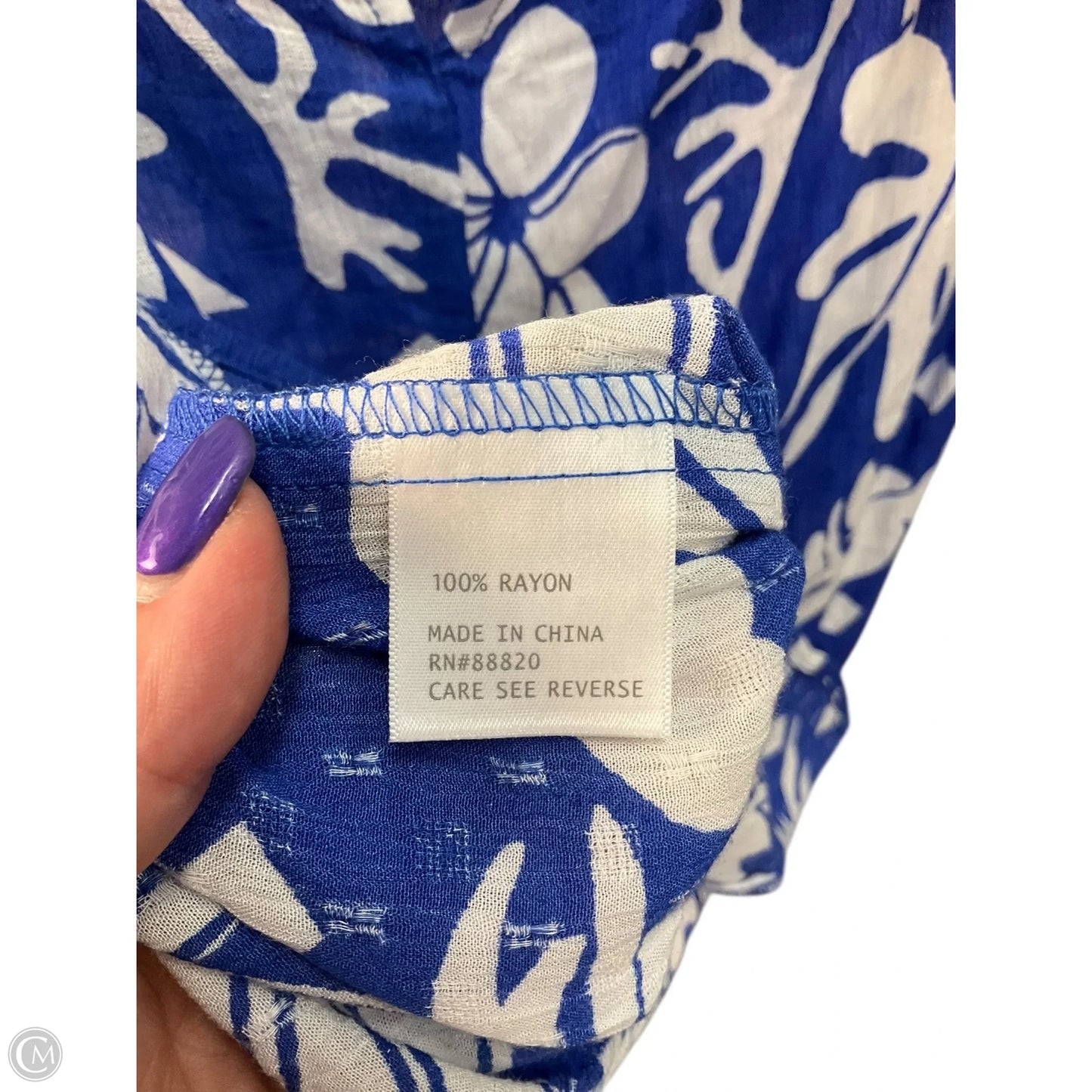 Top Sleeveless By Christian Siriano In Blue & White, Size: S