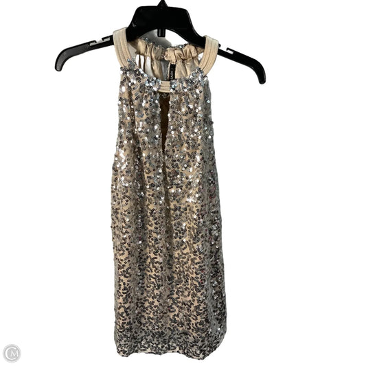 Top Sleeveless By Tahari In Silver & Tan, Size: M