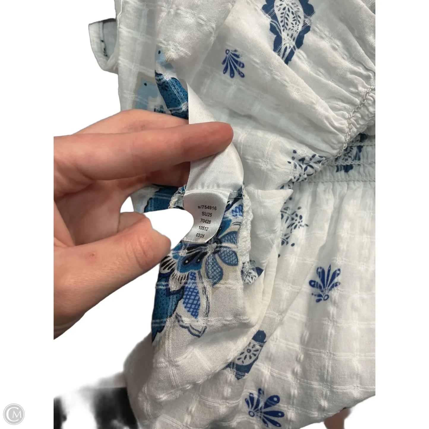 Top Sleeveless By Loft In Blue & White, Size: M