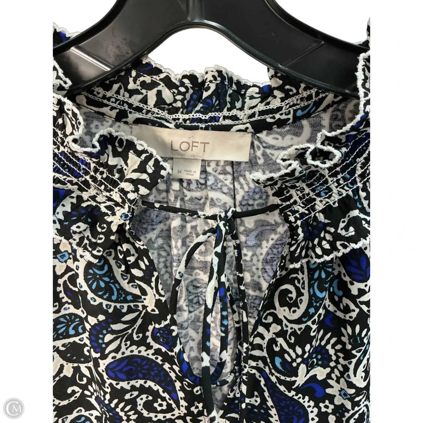Top Sleeveless By Loft In Blue & White, Size: M