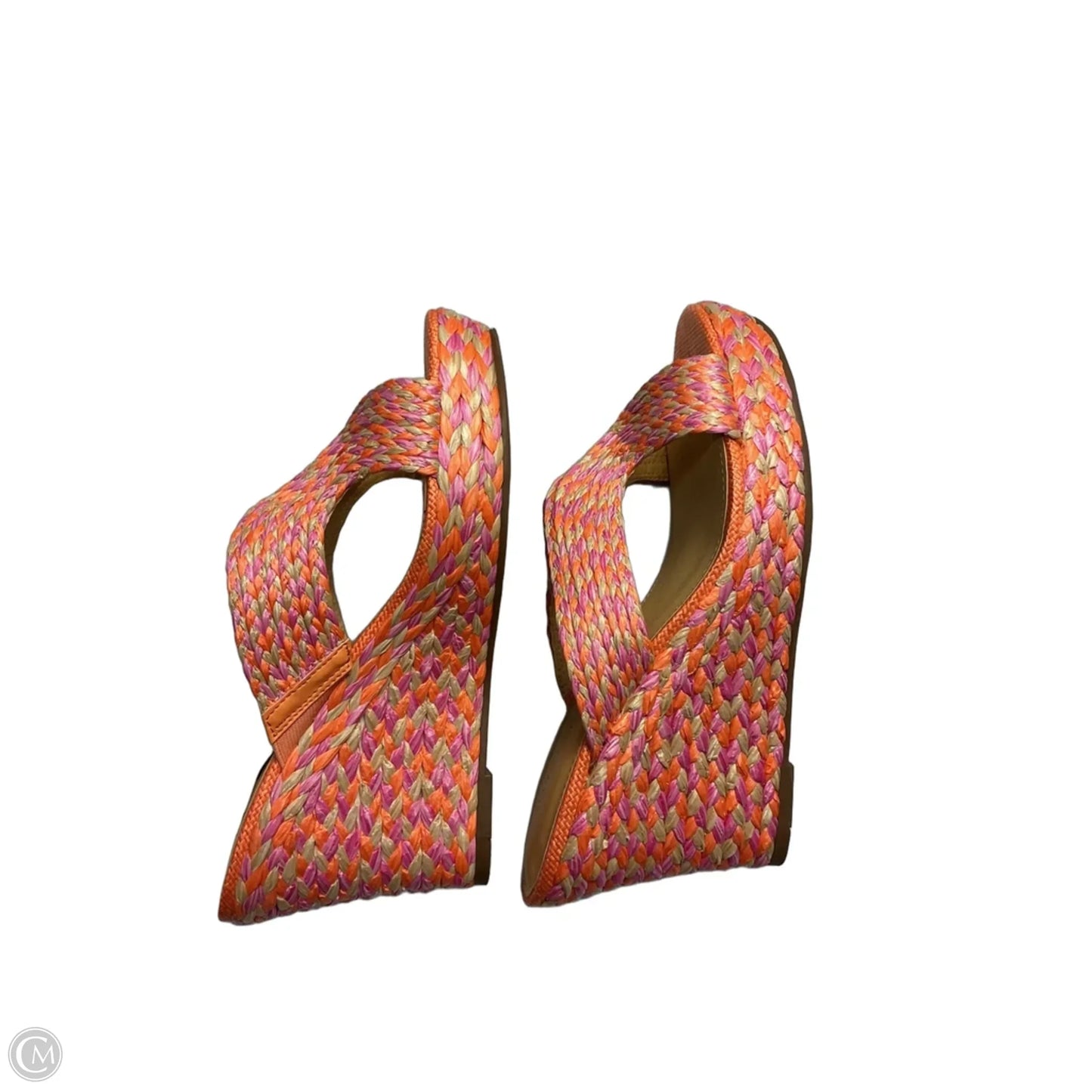Sandals Heels Wedge By Marc Fisher In Orange & Pink, Size: 9.5