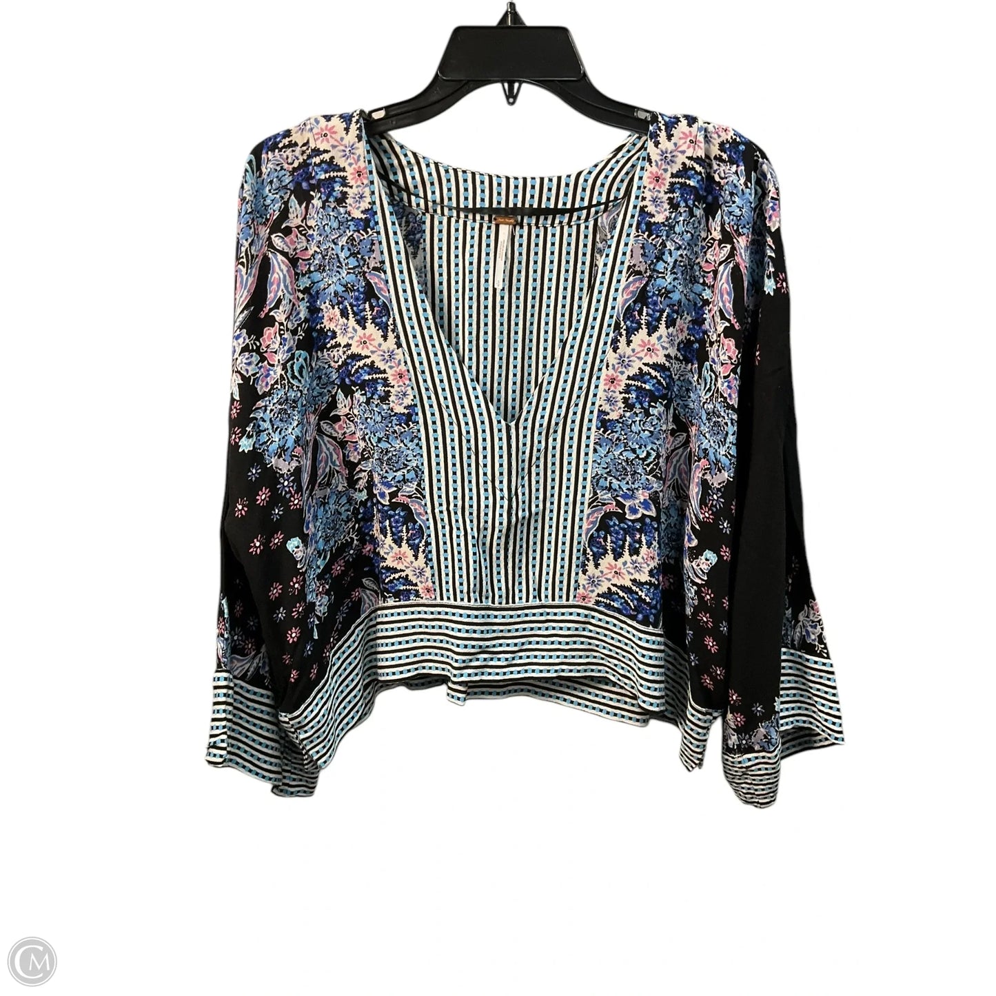Top Long Sleeve By Free People In Black & Blue, Size: S