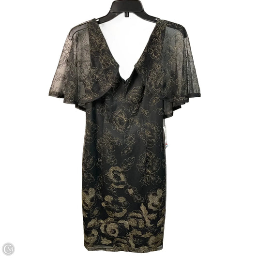 Dress Party Midi By Adrianna Papell In Black & Gold, Size: 2
