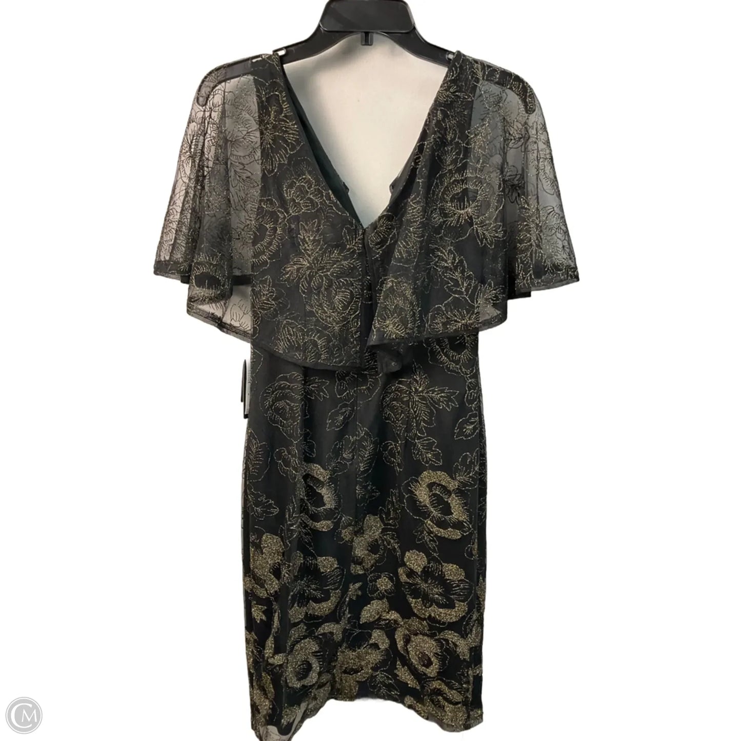 Dress Party Midi By Adrianna Papell In Black & Gold, Size: 2