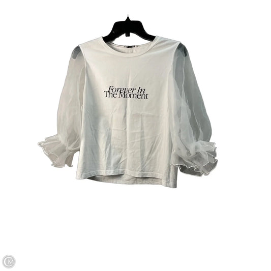 Top Long Sleeve By Zara In White, Size: M