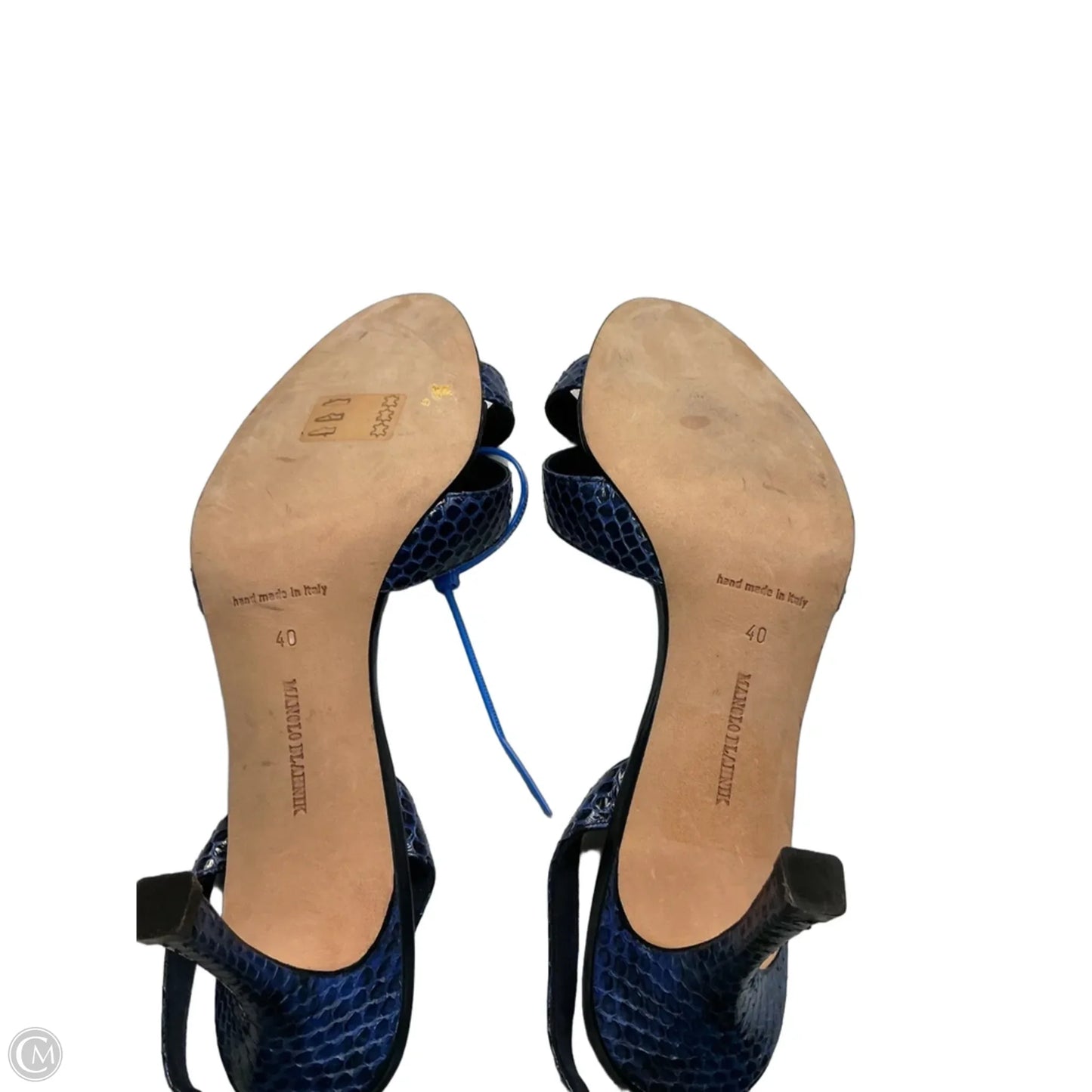 Sandals Luxury Designer By Manolo Blahnik In Blue, Size: 10