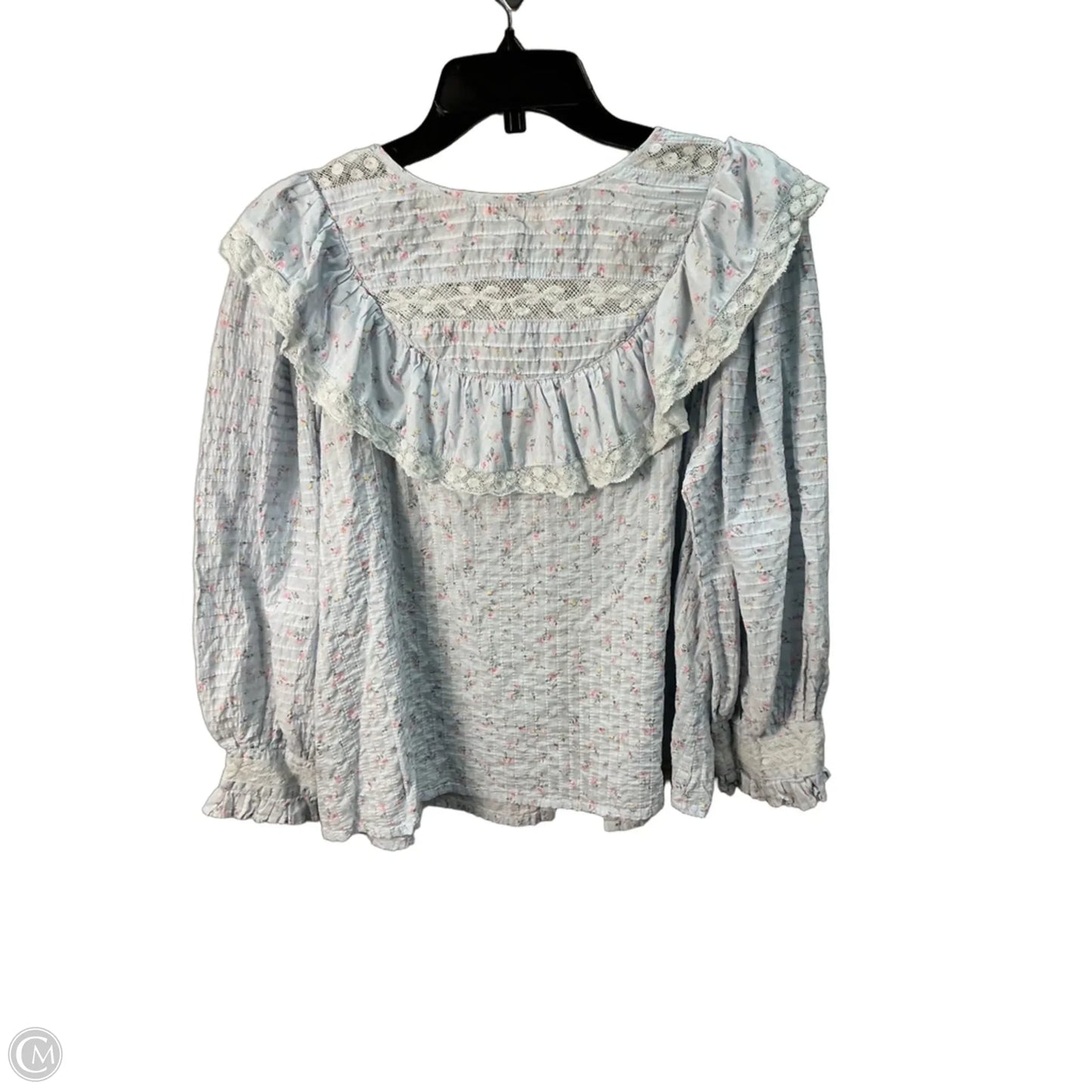 Top Long Sleeve By Loveshackfancy In Blue, Size: S