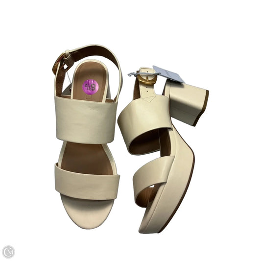 Sandals Heels Block By Aerosoles In Cream, Size: 8.5