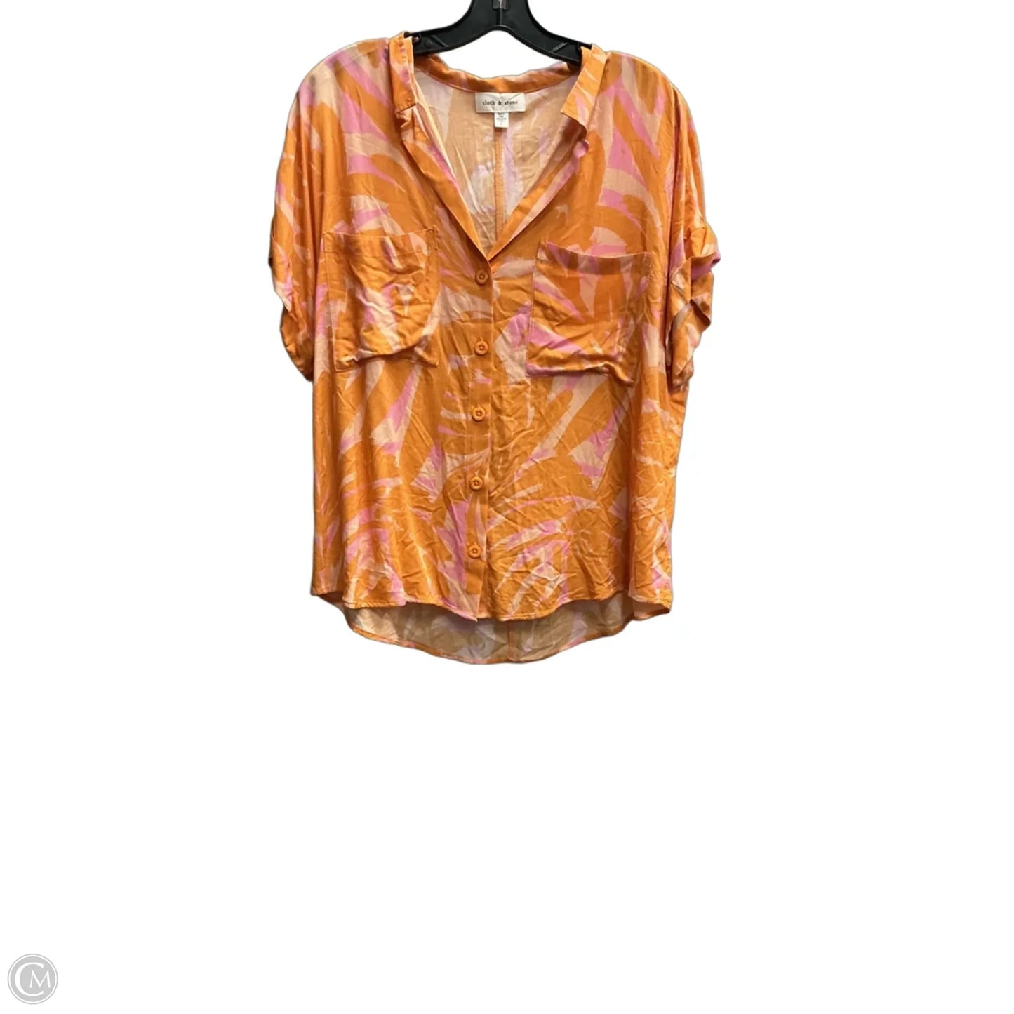 Top Short Sleeve By Cloth & Stone In Orange, Size: L