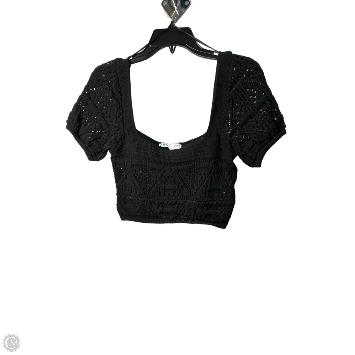 Top Short Sleeve By Zara In Black, Size: M