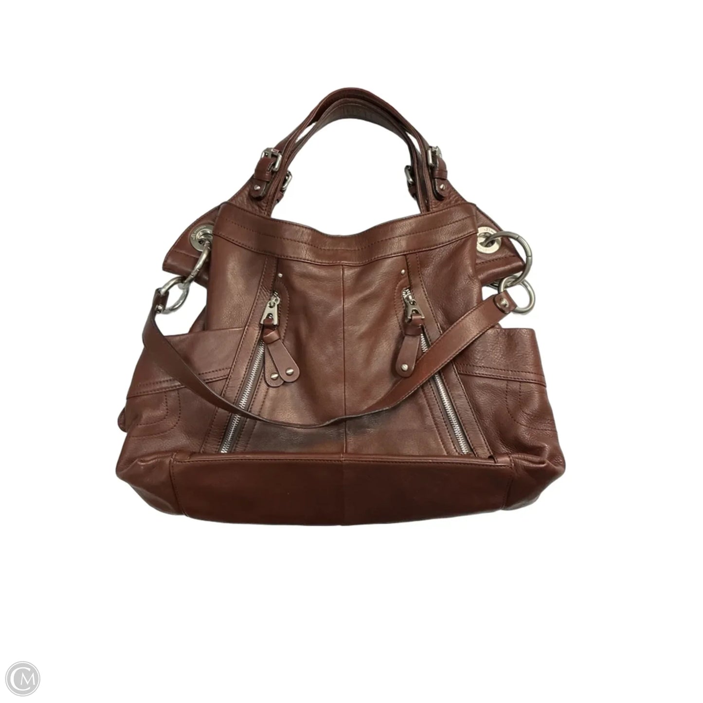 Handbag Leather By Makowsky, Size: Medium