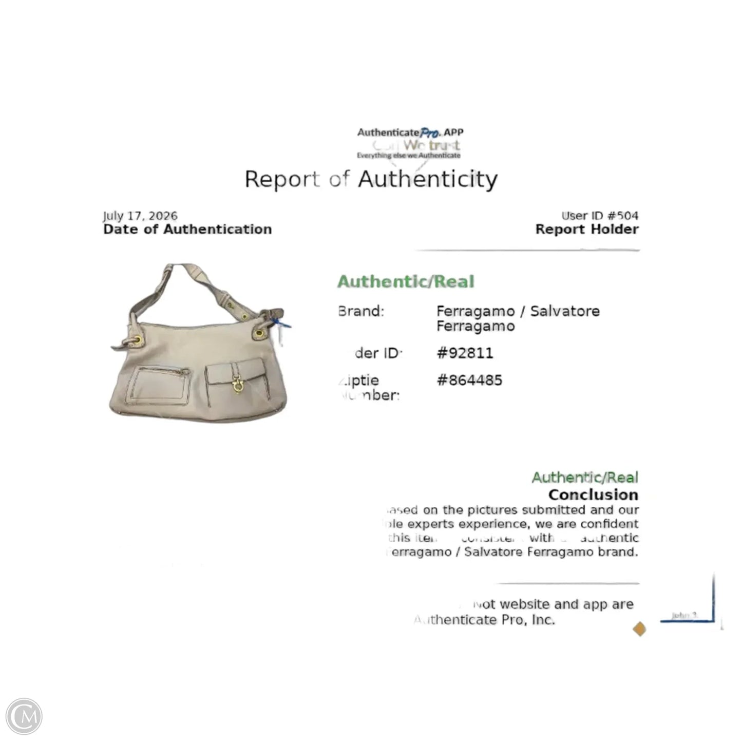 Handbag Luxury Designer By Ferragamo, Size: Medium