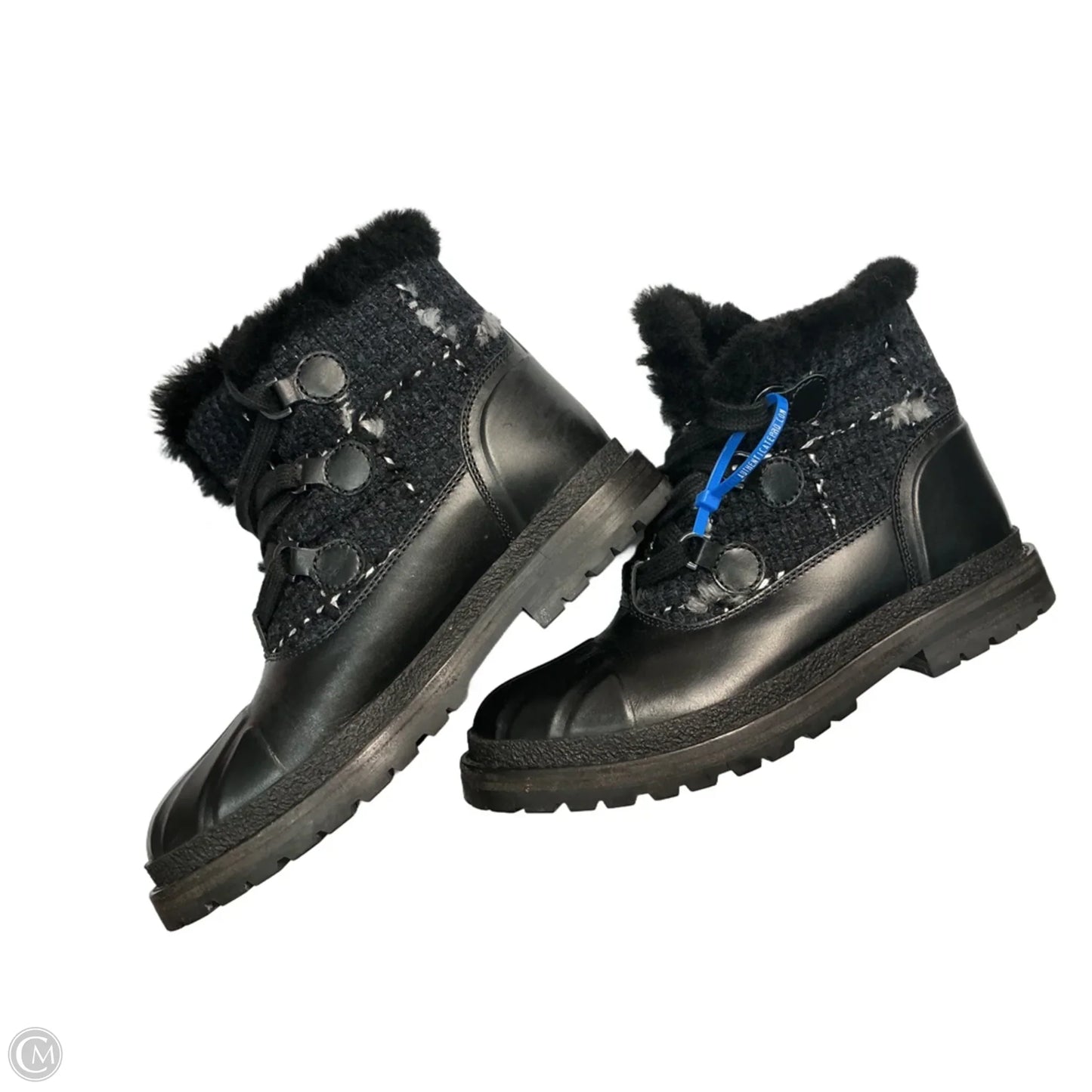 Boots Luxury Designer By Chanel In Black, Size: 6.5