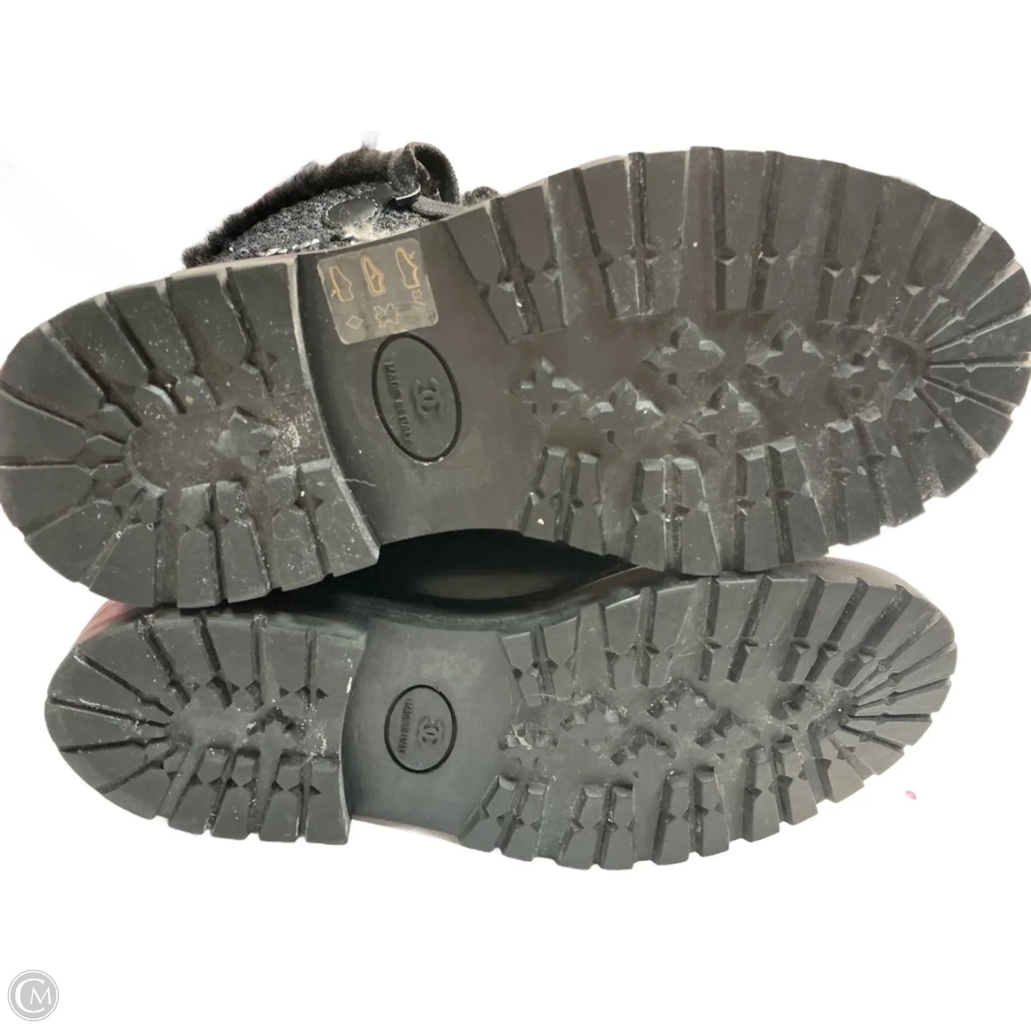 Boots Luxury Designer By Chanel In Black, Size: 6.5