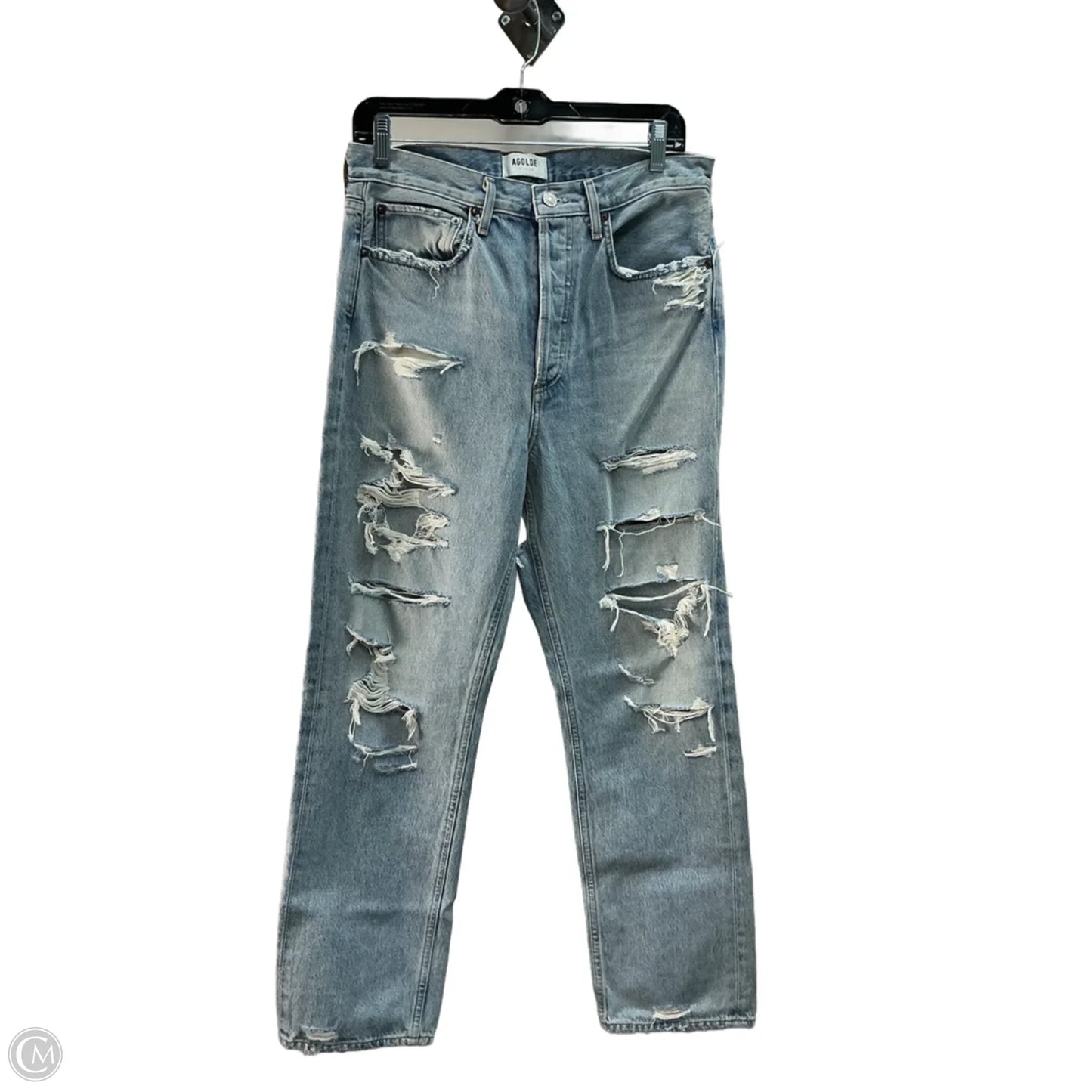 Jeans Straight By Agolde In Blue Denim, Size: 4