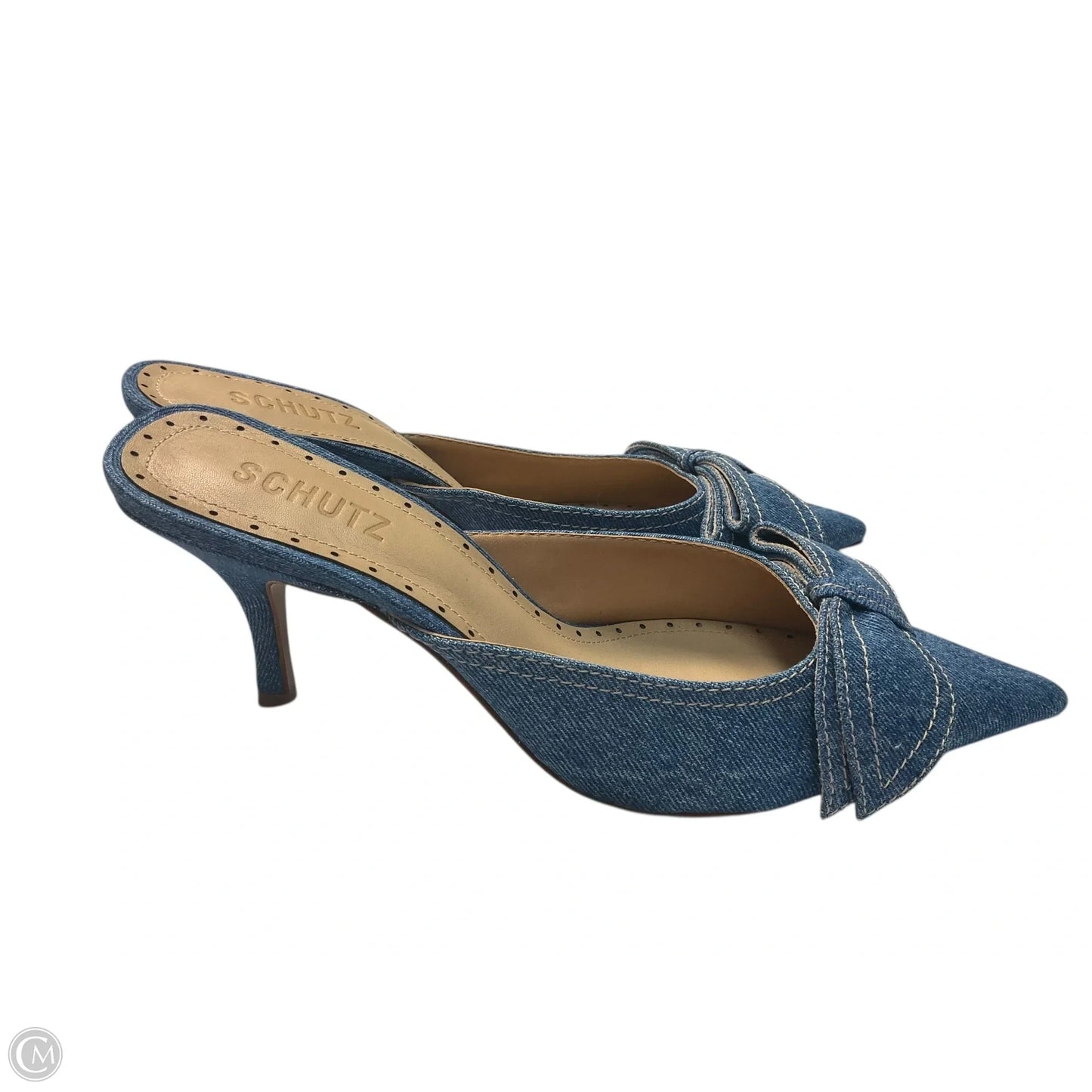 Shoes Heels Stiletto By Schutz In Blue Denim, Size: 8.5