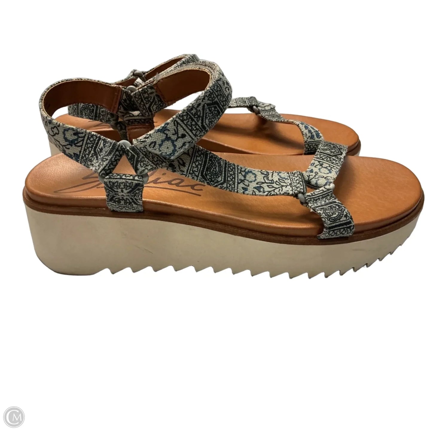 Sandals Heels Wedge By Zodiac In Black & Grey, Size: 9.5