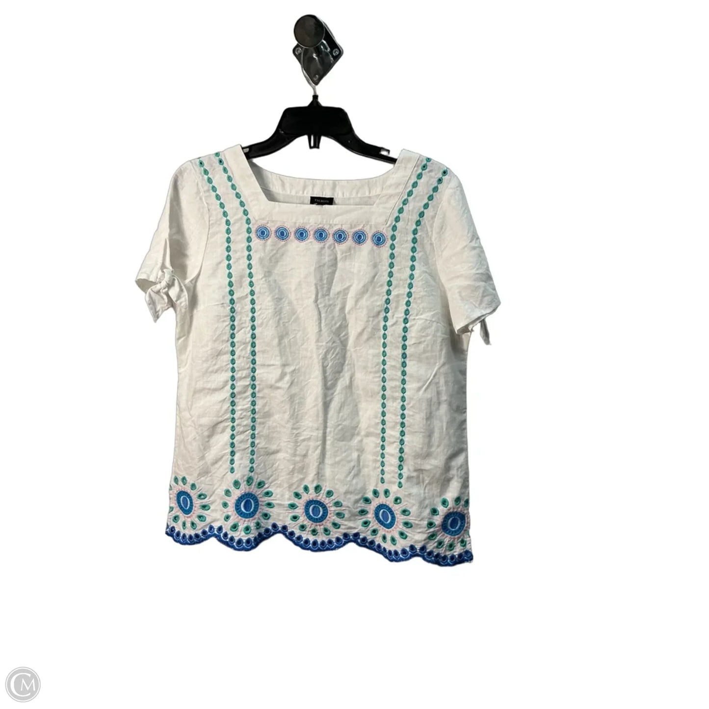 Top Short Sleeve By Talbots In Green & White, Size: M
