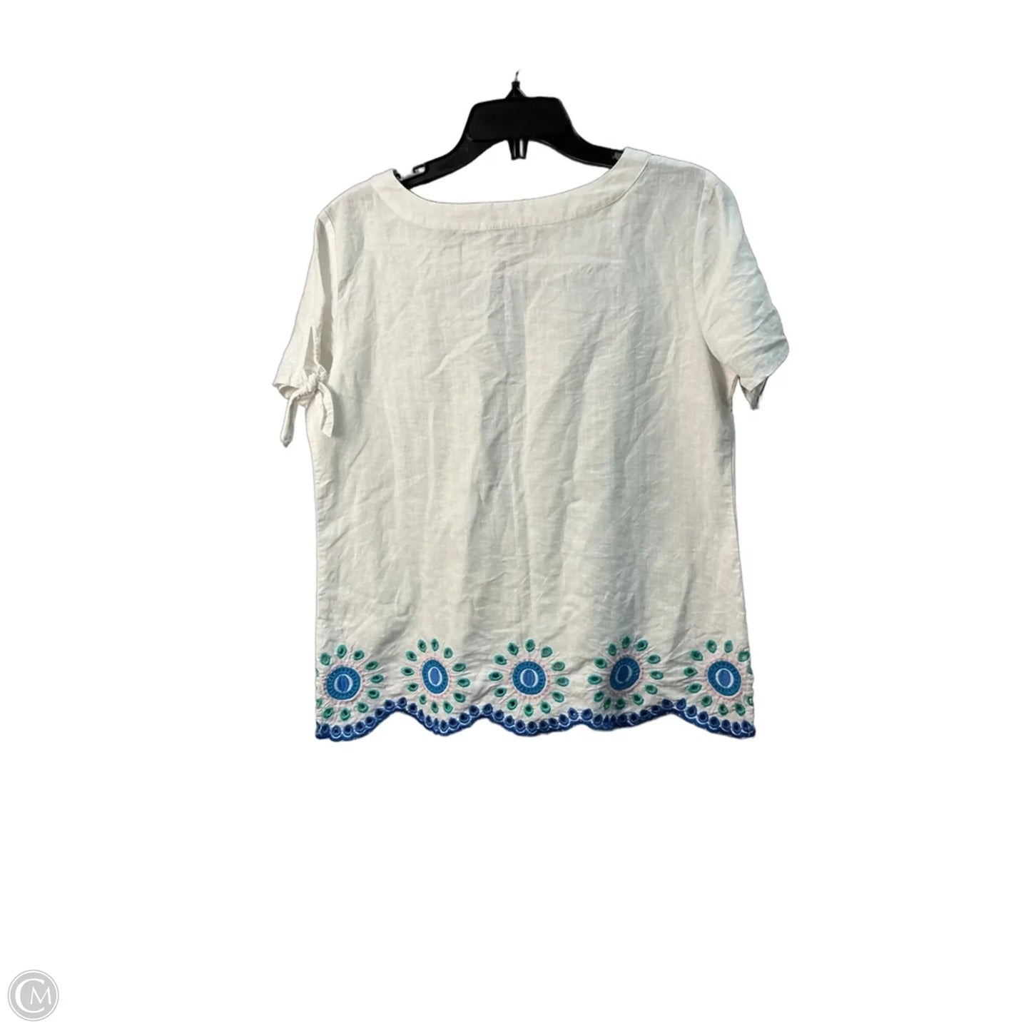 Top Short Sleeve By Talbots In Green & White, Size: M