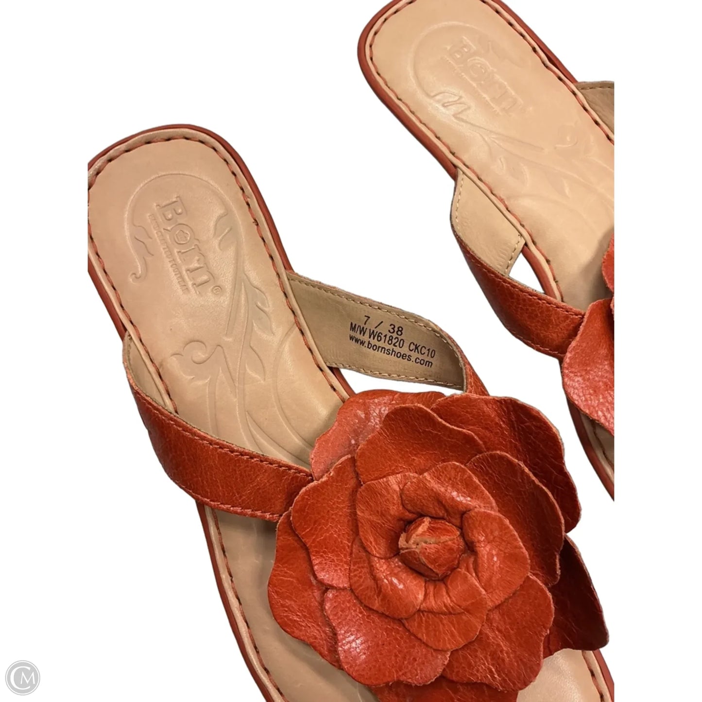 Sandals Flip Flops By Born In Orange & Tan, Size: 7