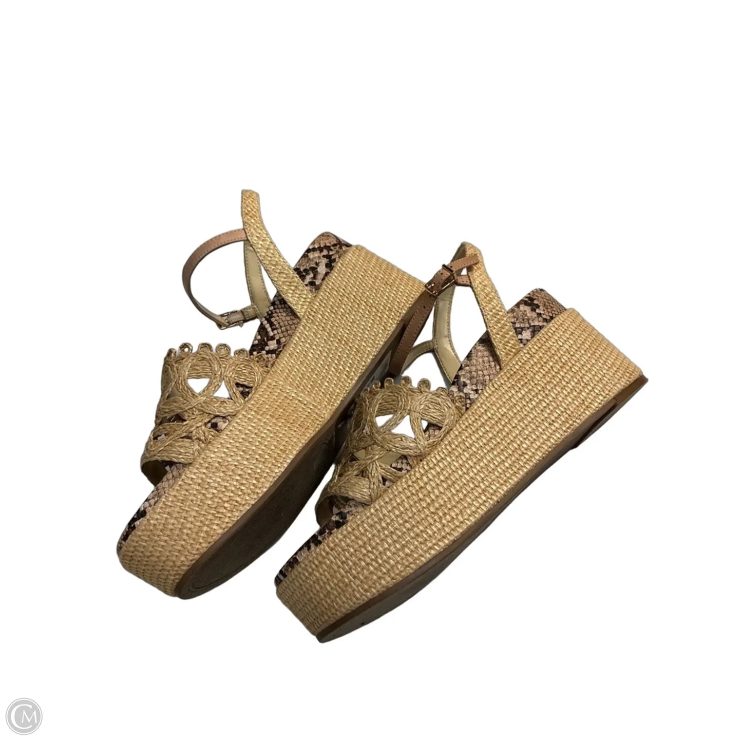 Sandals Heels Platform By Jessica Simpson In Brown & Tan, Size: 10