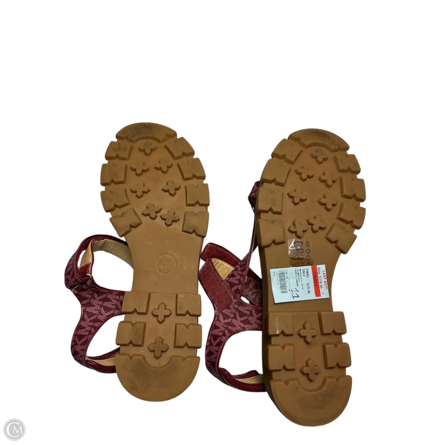 Sandals Flats By Michael By Michael Kors In Maroon, Size: 11