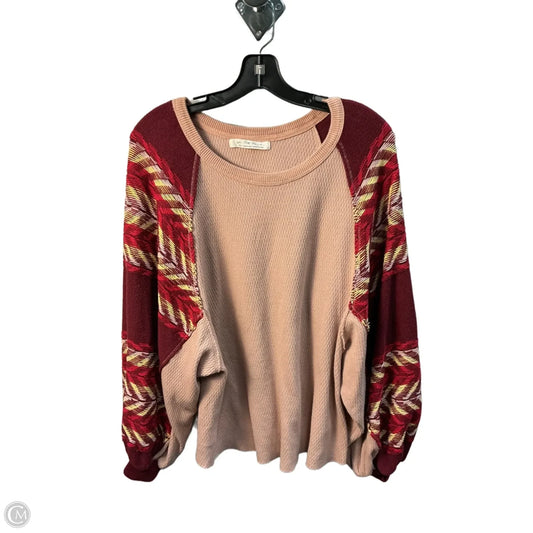 Top Long Sleeve By We The Free In Pink & Red, Size: S
