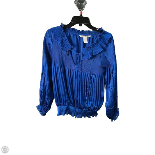 Top Long Sleeve Designer By Diane Von Furstenberg In Blue, Size: S
