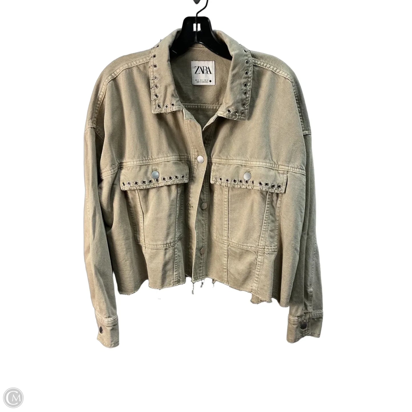 Jacket Denim By Zara In Beige, Size: M