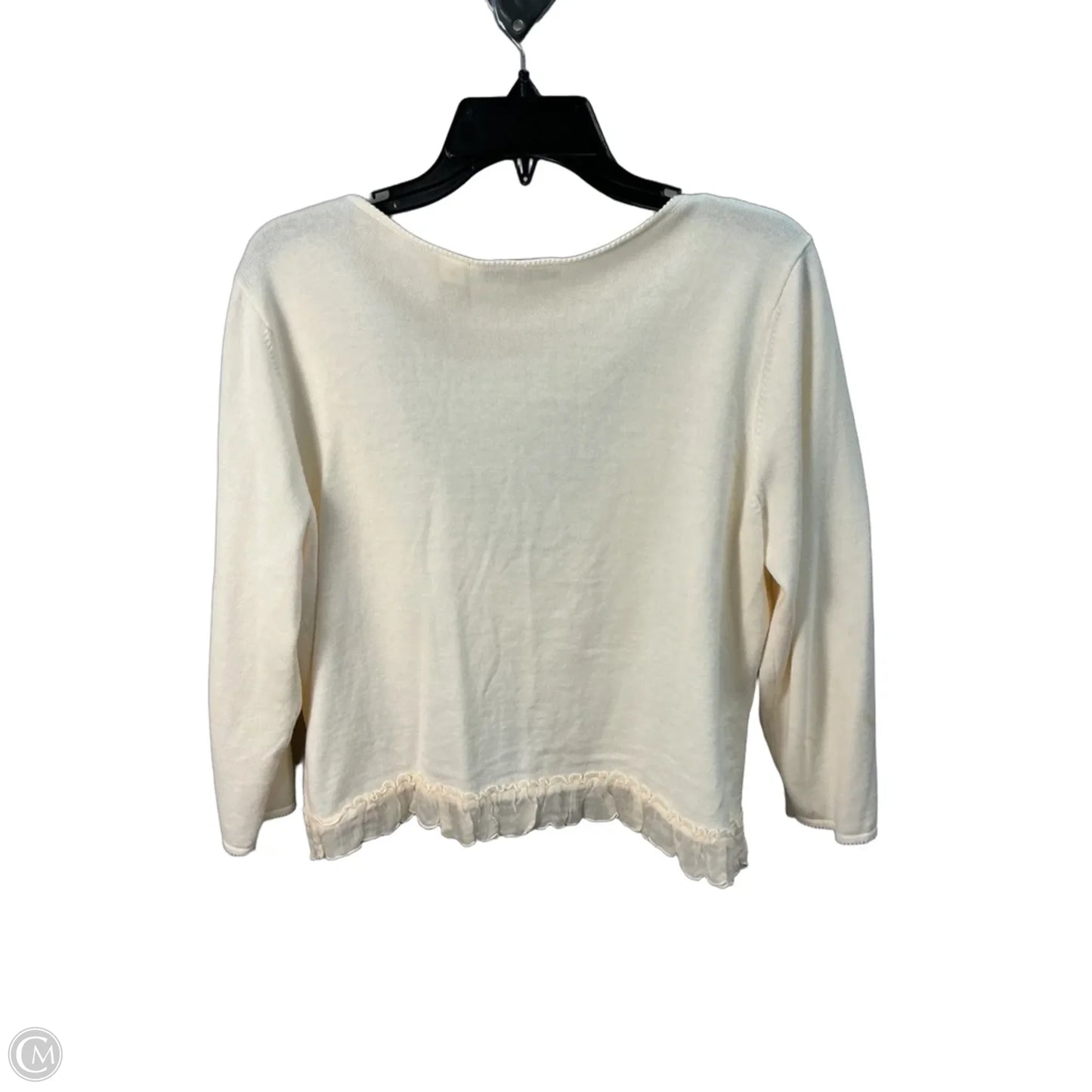 Sweater Cardigan By Liz Claiborne In Cream, Size: L