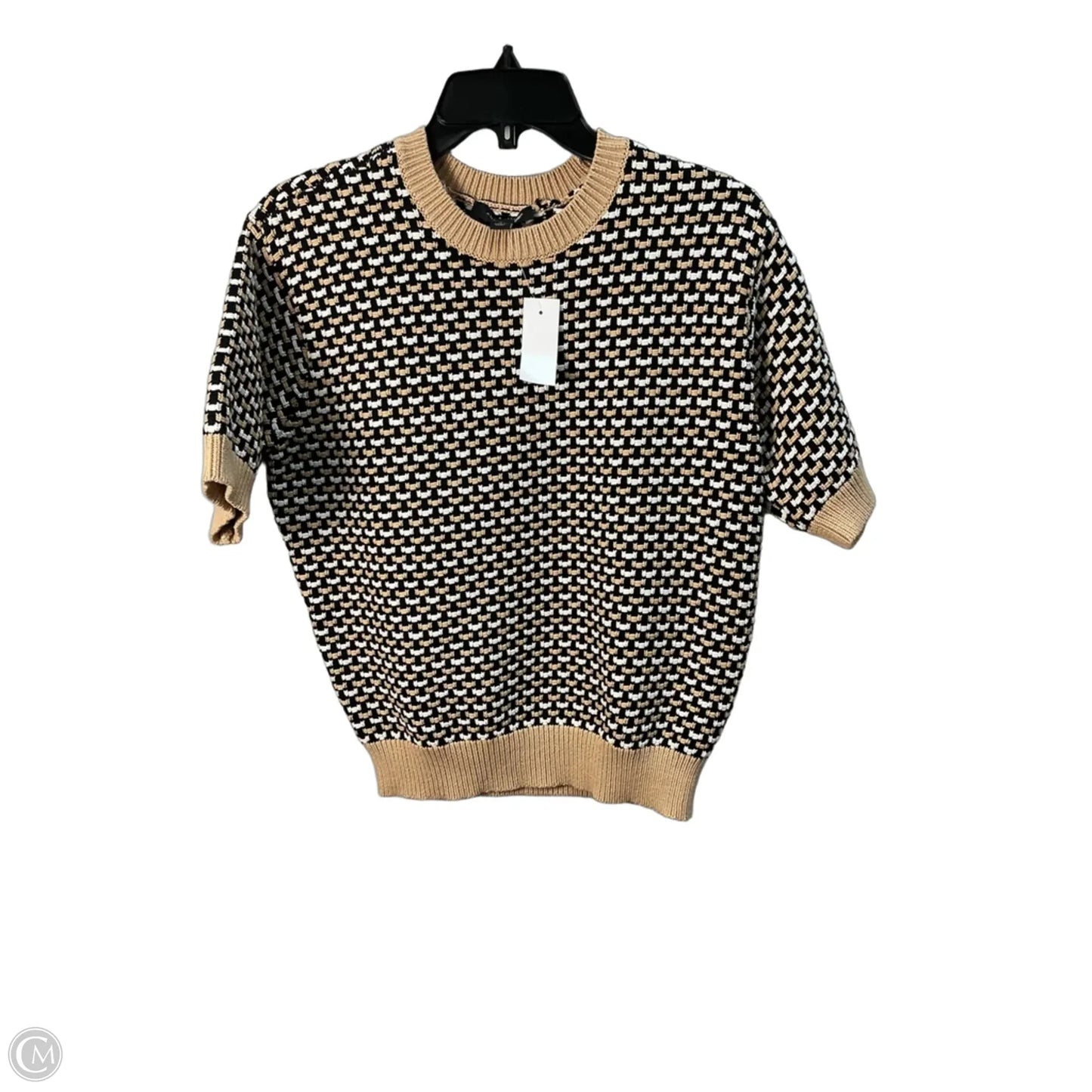 Sweater Short Sleeve By Ann Taylor In Black & Brown, Size: M