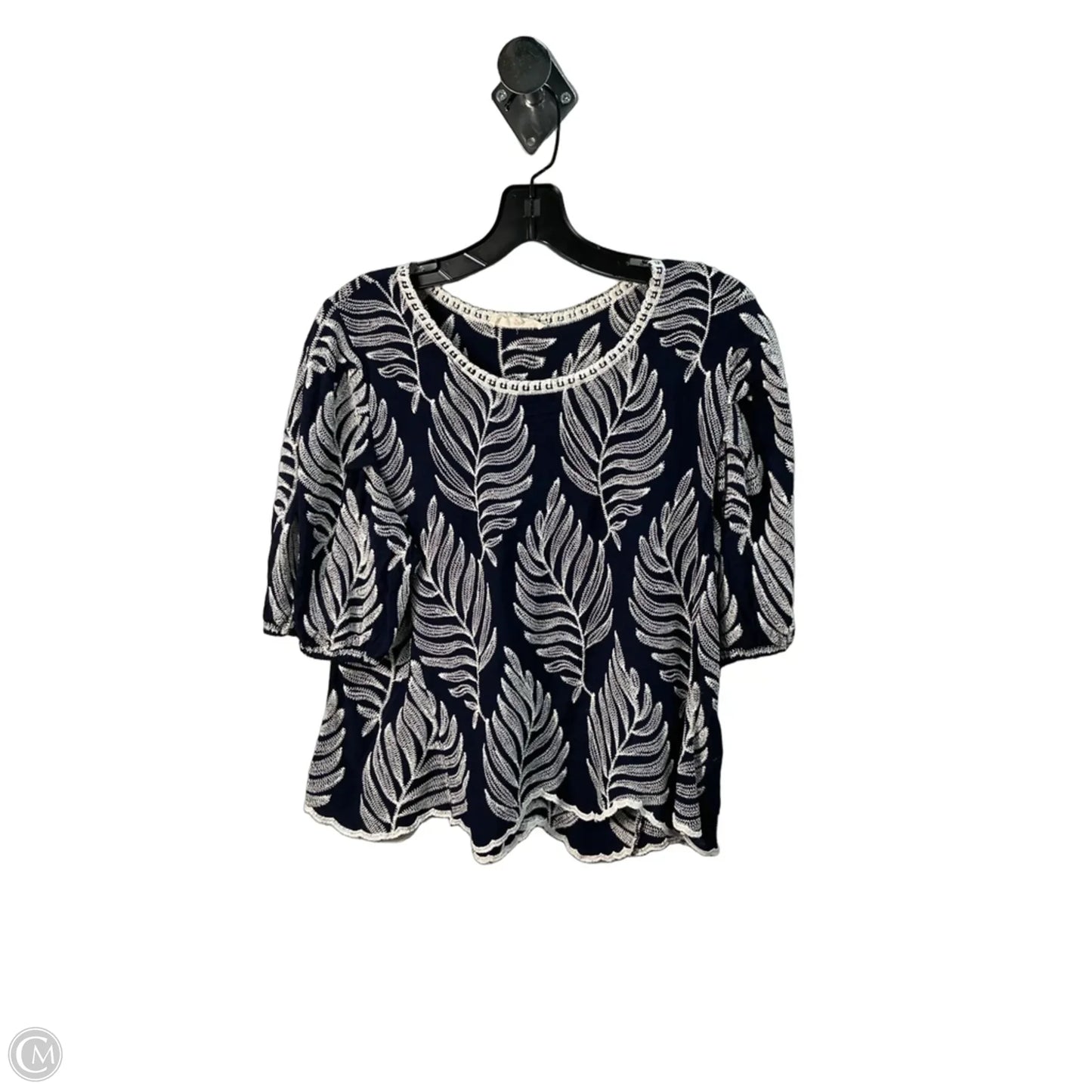 Top Short Sleeve By Solitaire In Navy, Size: L