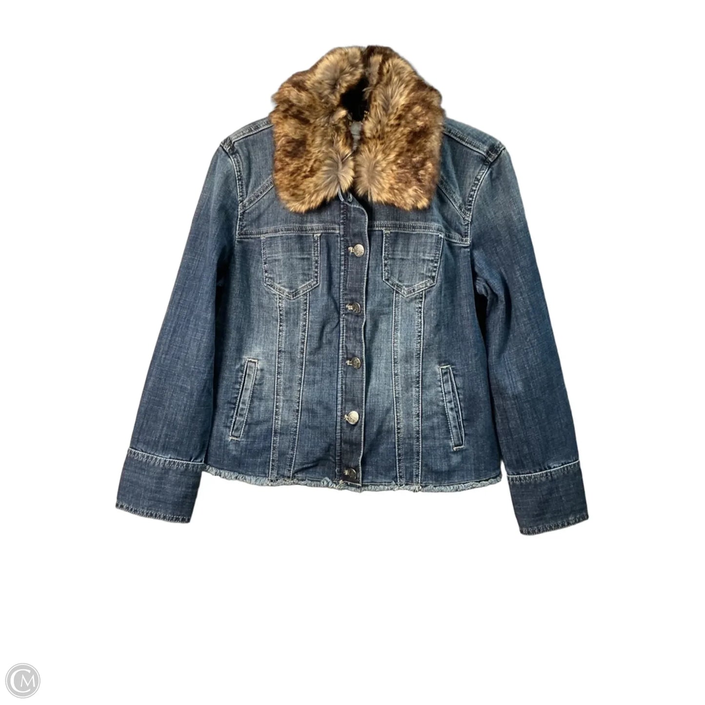 Jacket Denim By Chicos In Blue, Size: M