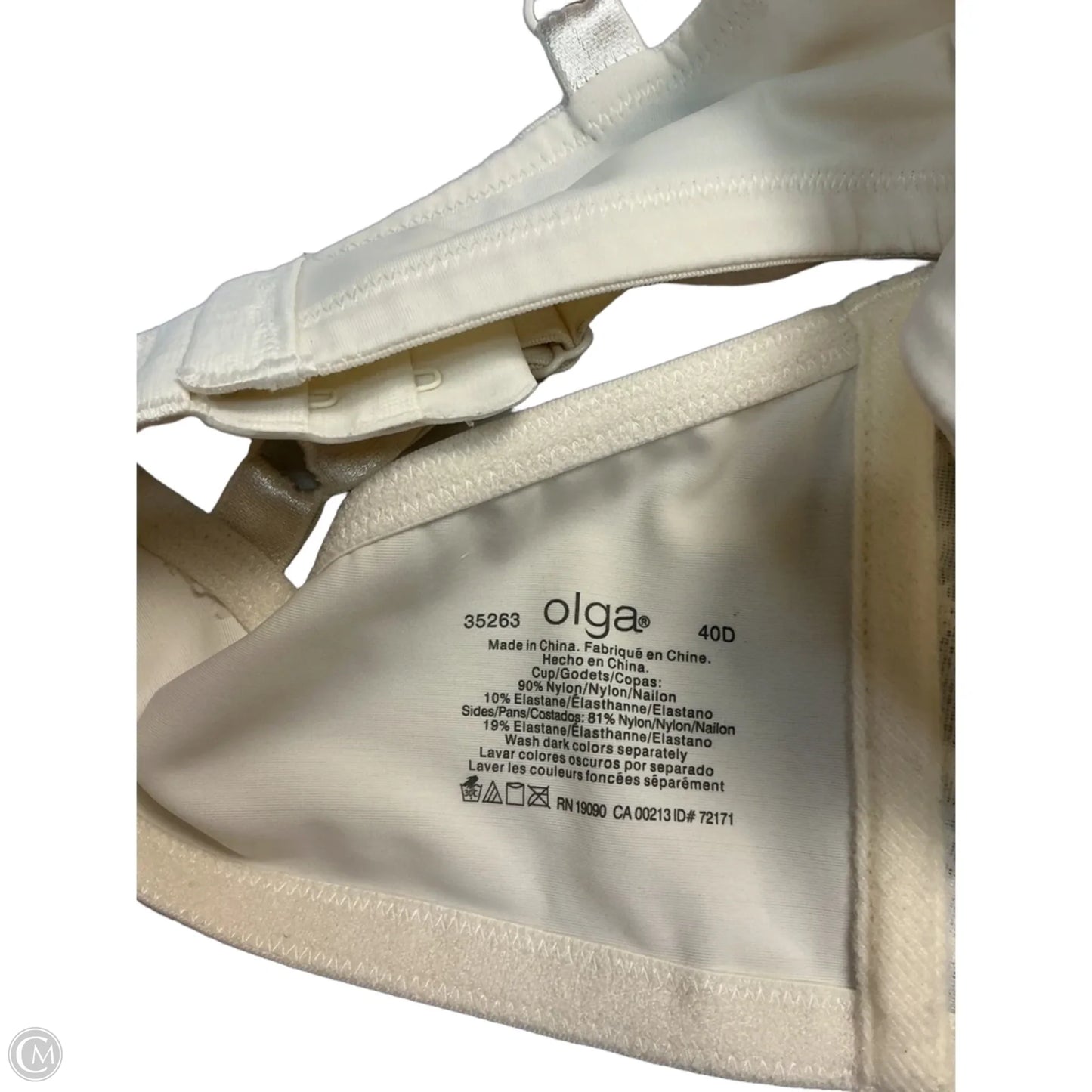 Bra By Olga In White, Size: 40D