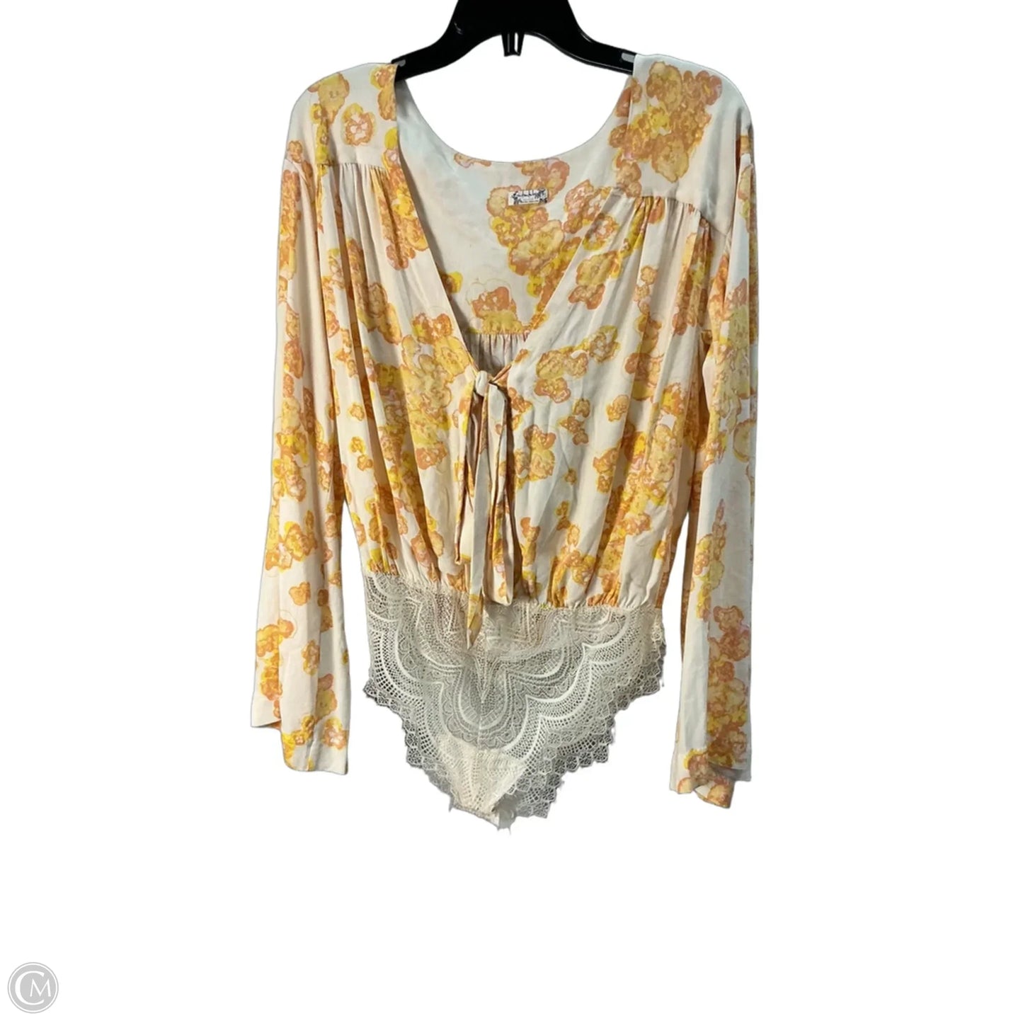 Top Long Sleeve By Free People In Yellow, Size: S